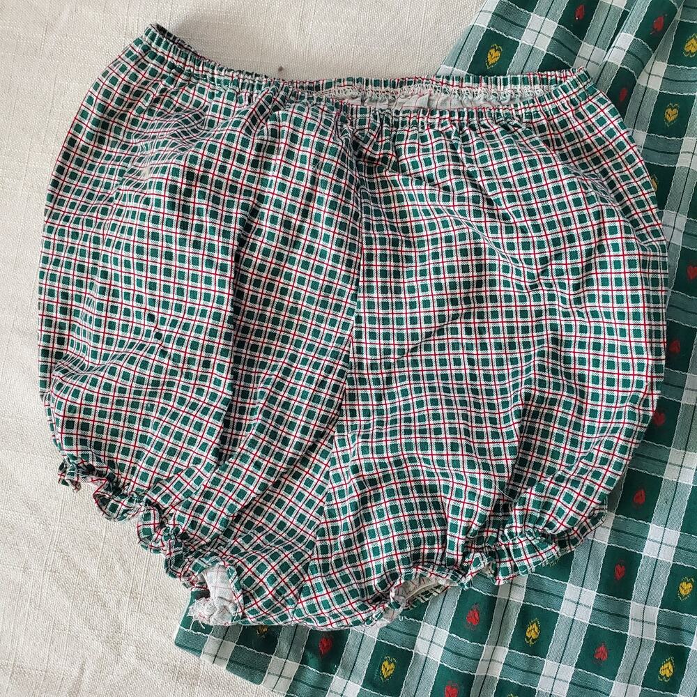 Vintage 70s Green Plaid Dress + Bloomers 5t - Picture 4 of 11